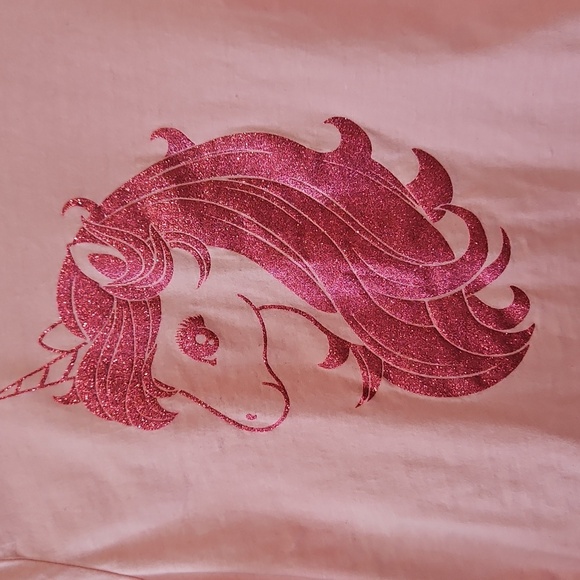 The Children's Place Pink Cotton Glitter Unicorn Top Size 16 - Picture 2 of 6